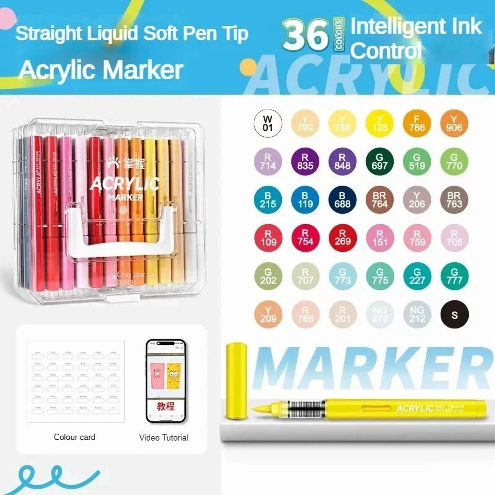 36/48/60/80 Colors Acrylic Paint Markers with Carrying Bag and Shoulder Strap, Soft Brush Tip Paint Pens, Acrylic Pens for Wood, Stone, Canvas, Glass, Fabric, Egg, Rock Painting