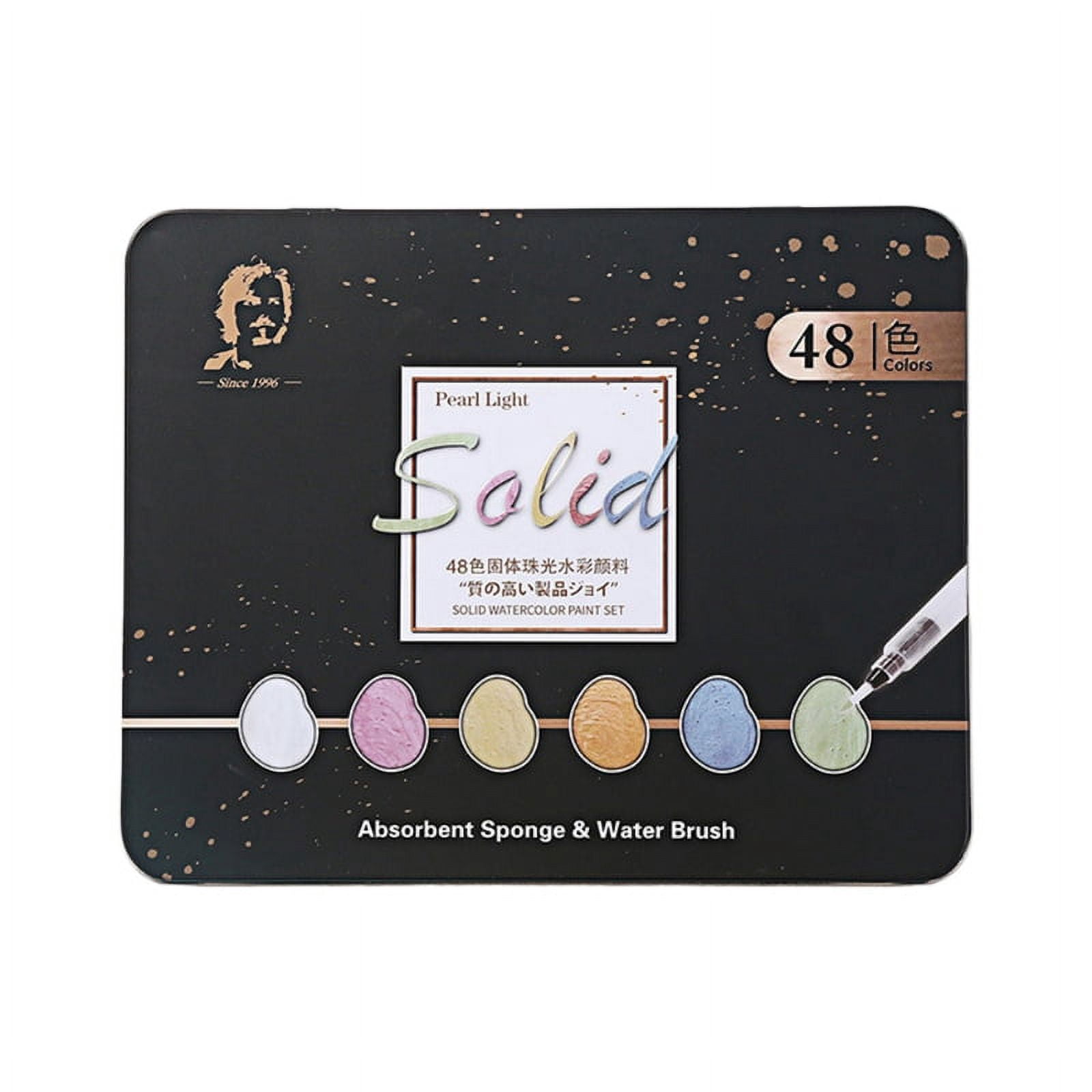 36/48 Colors Solid Watercolor Paint Set Art Pigments Painting Drawing Brush Kit