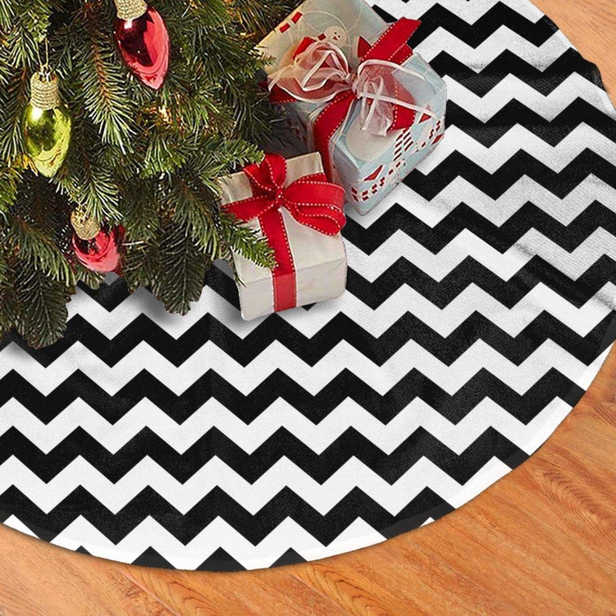 36 48 Inch Black and White Medium Chevron Traditional Christmas Tree Black And White Christmas Tree Skirt