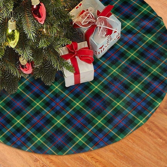 36 48 Inch Clan Farquharson Bright Blue and Green Tartan Traditional Christmas Tree Skirt Rustic Xmas Tree Holiday Decorations