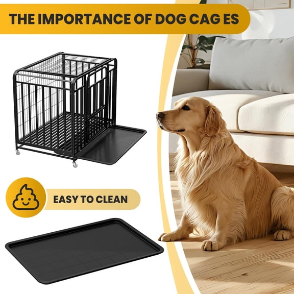 36.4x25x32.6 in Spacious Dog Crate for Small to Medium Dogs, Alloy Steel Kennel with Lockable Wheels for Home and Travel