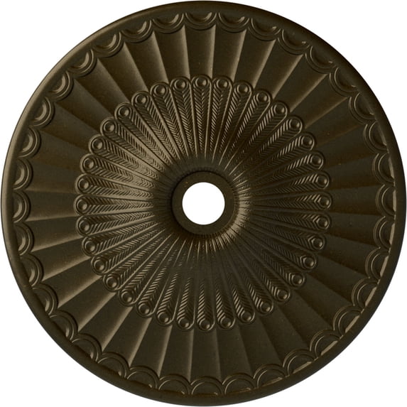 36 5/8"OD x 3 5/8"ID x 2 3/8"P Galveston Ceiling Medallion (Fits Canopies up to 4 3/4"), Hand-Painted Green Gold