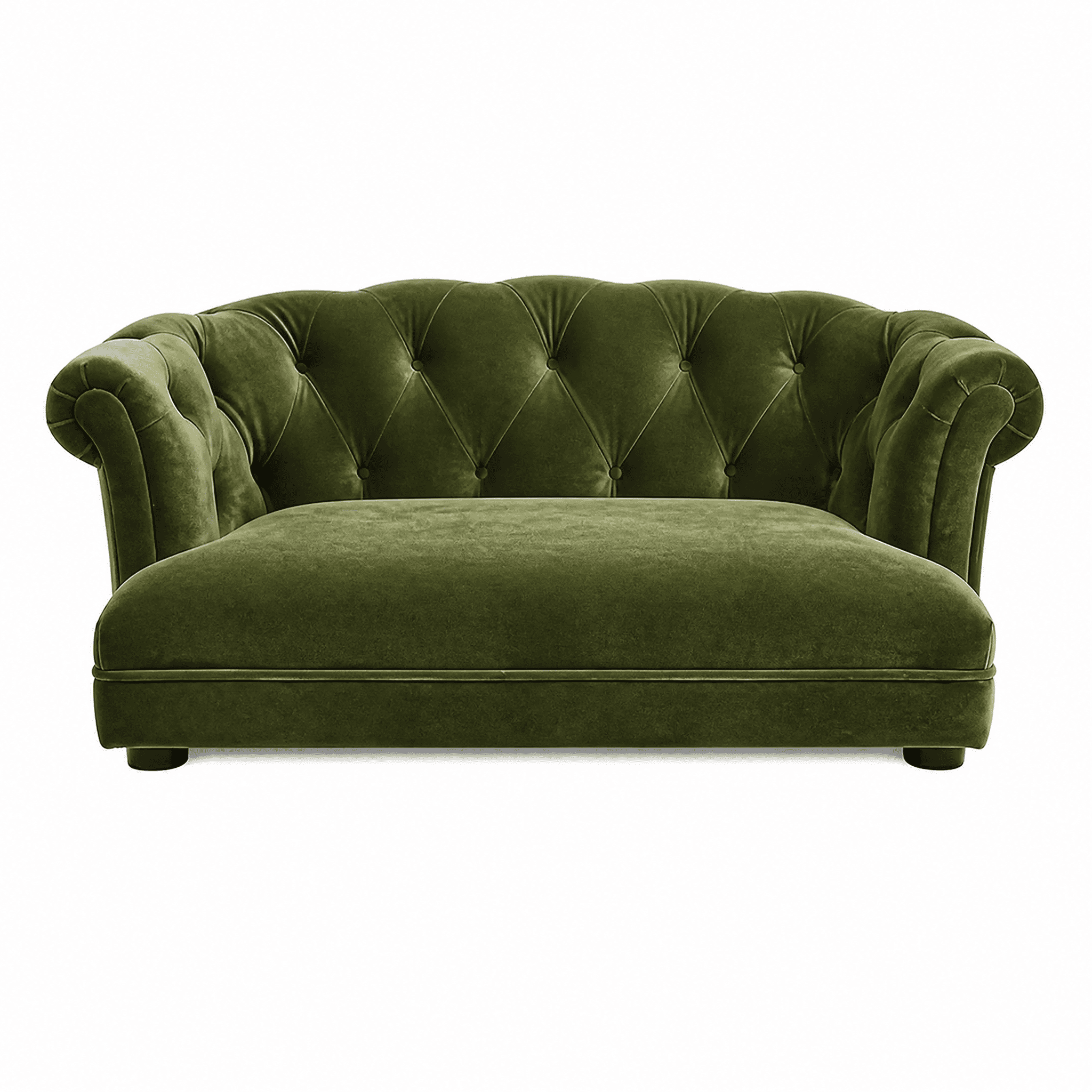 36.5" Chesterfield Dog Sofa Bed, Medium, Olive Green Performance Velvet