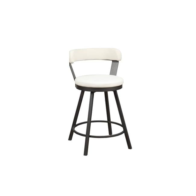 Elysian White Leatherette Swivel Counter Chair with Metal Base, Set of 2