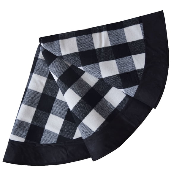 36/50inches Black and White Buffalo Plaid Check Christmas Tree Skirt Xmas Tree Decorations Tree Skirts Holiday Ornaments