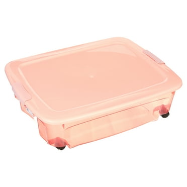 36.5QT Underbed Locking Lid with 360 Degree Swivel Wheels - Pink