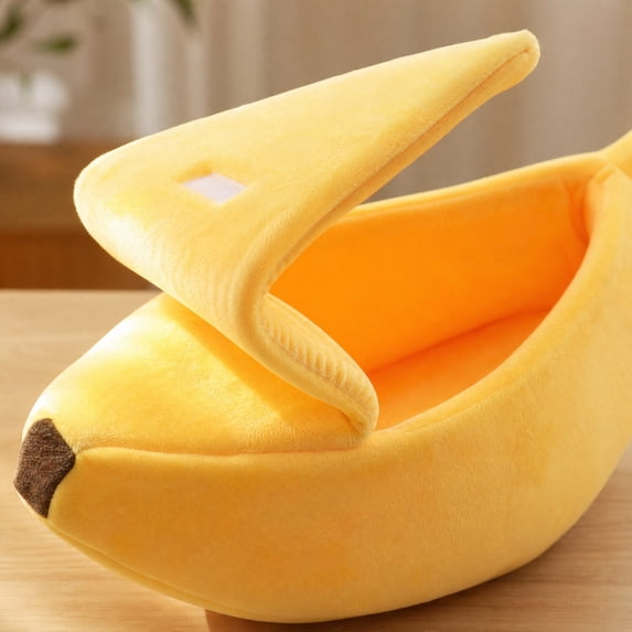 36.6"Lx8.6"W Banana Shape Cave Bed Tent for Cats Puppy Indoor Pet Beds Washable Soft Cushion Funny Sleeping Bag Winter Warm House Bed