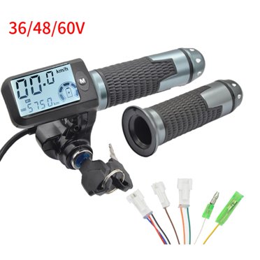 Ebike Controller Ebike Conversion Kit Universal E-Bike Throttle Grip With LCD Display - 12-84V Electric Bicycle Scooter Twist Throttle Full Twist Throttle Ebike Ridstar Electric Bike Kit