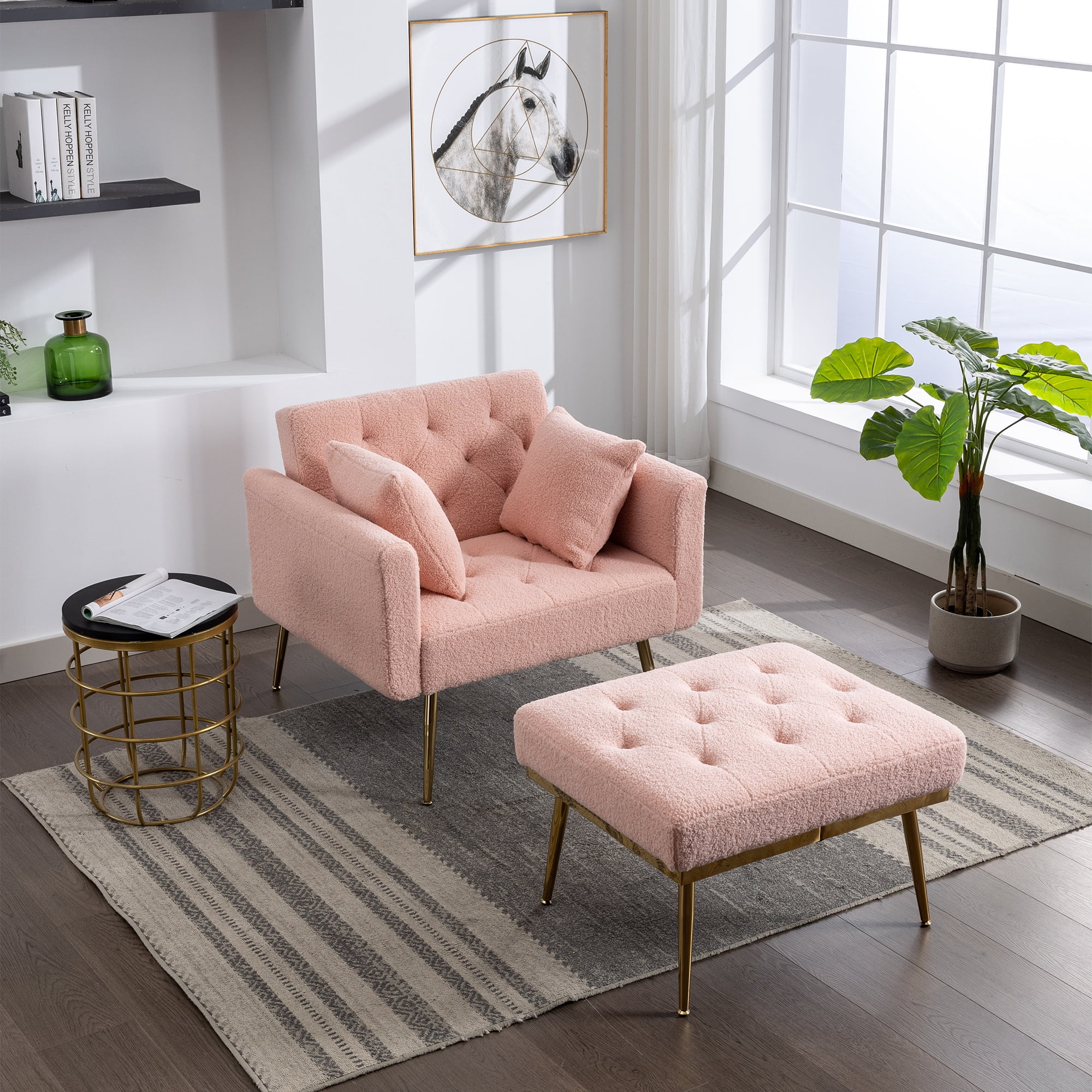 36.61'' Wide Modern Accent Chair With 3 Positions Adjustable Backrest ...
