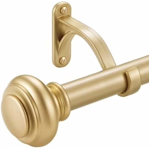 36-72 Inches Curtain Rods for Window,  1 Inch Diameter Drapery Rod with Resin Finials, Ideal Adjustable Heavy Duty Single Curtains Rod for Bedroom, Living Room Decoration, Warm Gold