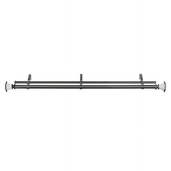 36-72 in. Buono II Decorative Double Rod & Finial Monet, Grey & White