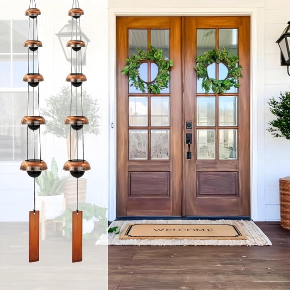 36.8" Handcrafted Copper Wind Chimes - Deep Tone Bells for Garden, Patio, Porch & Zen Decor - Feng Shui, Meditation & Relaxation Gifts for Mom, Dad, Memorial Gardens