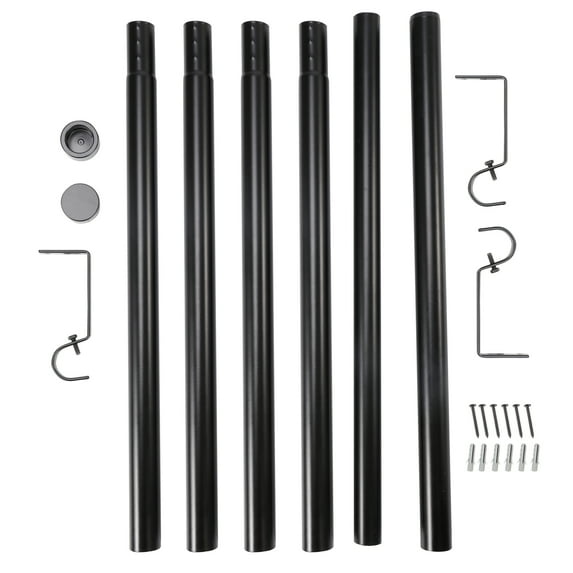 36-88 inch Adjustable Tension Rods, 6Pcs Curtain Rod Tension Shower Rod Stainless Steel for Bathroom Room, Window Shower Curtain Rods, Black
