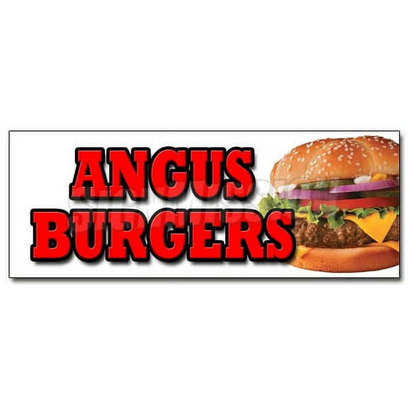 36" ANGUS BURGERS DECAL sticker broiled charbroiled cheeseburgers beef usda