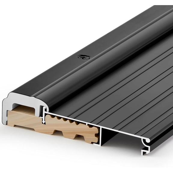 36" Aluminum Exterior Door Threshold 5 5/8" Swing Threshold Black Heavy Duty Aluminum Door Sill Pan for Weatherproof & Easy Install for Residential/Commercial Use (1 Pcs)