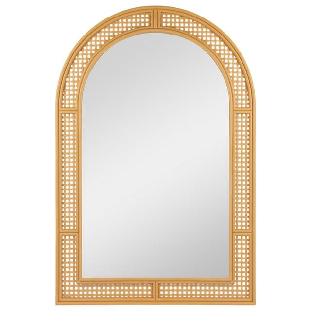 Northlight 24" x 36" Beige Arched Rattan Weaved Wall Mirror - Walmart.com