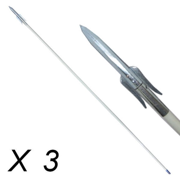 36" Archery Bow Fishing Fish Hunting Arrow head with Silver Torpedo Tip x 3