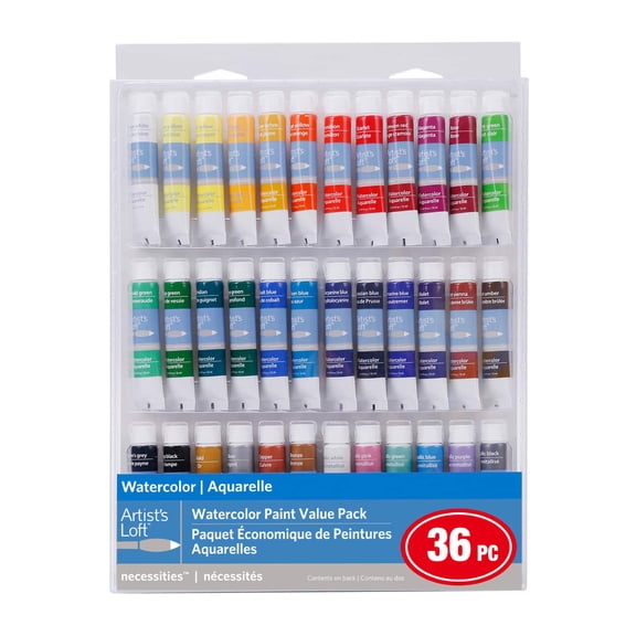 36 Assorted Watercolor Paint Value Pack by Artist's Loft - Water-Based Paint For Drawing - Painting - Art & Crafts Supplies - 1 Pack