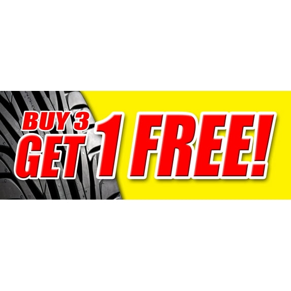 36" BUY 3 TIRES GET 1 FREE DECAL sticker huge sale 25% discount tire
