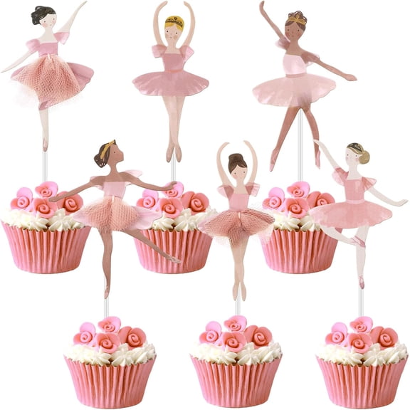 36 Ballerina Cupcake Kit Colorful Ballet Tutu Dancer Girls Cupcake Toppers Ballet Slipper Picks Dancing Cake Dessert Muffin Toppers for Wedding Baby Shower Birthday Party