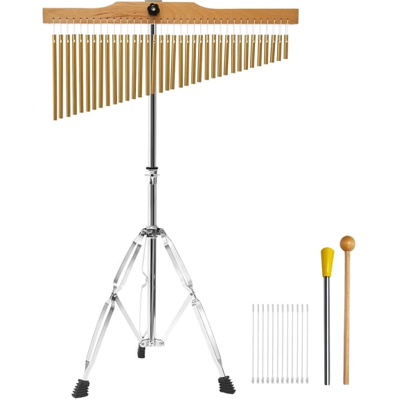 36-Bar Chimes Percussion 36 Notes Musical Instruments Single-Row Wind with 2.5-4FT Adjustable Stand for Orchestras Choirs Classrooms Church Bands