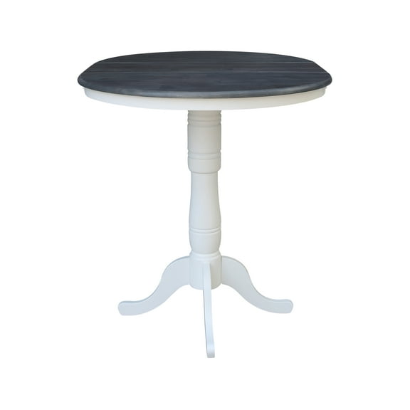 36" Bar Height Wood Table With 12" Leaf in White/Heather Gray