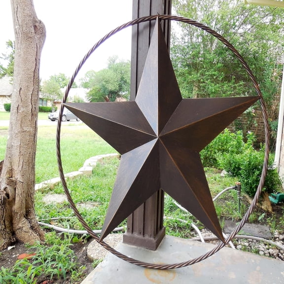 36" Barn Star Metal Lone Star Twisted Rope Ring Western Home Decor Rustic Bronze Handmade egifthome Wall Art by e g i f t h o m e U S A