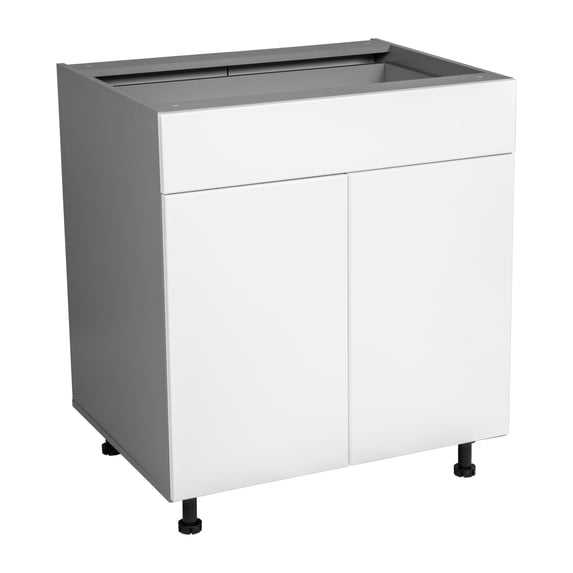 36" Base Cabinet Double Door Single Drawer with White Gloss door