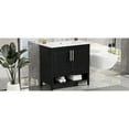 thumbnail image 1 of 36" Bathroom Cabinet Vanity, Black & Solid Wood, Ceramic Sink, 2 Drawers For Neat Storage, Modern Style, Assembly Required Vanity - Sink With Doors, 1 of 7
