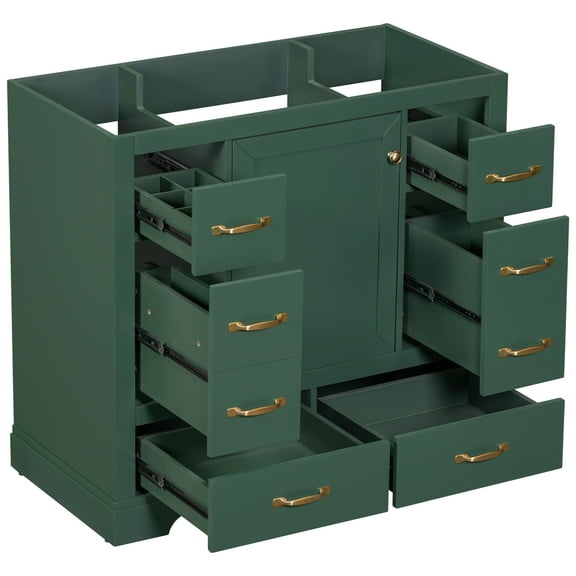 36" Bathroom Vanity Base Cabinet - 6 Drawers, Solid Wood , Adjustable Shelf, Modern Style, Assembly Required Only 36", & Painted Finish, Freestanding