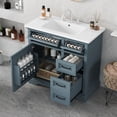 thumbnail image 1 of 36" Bathroom Vanity with Ceramic Sink, Modern Bathroom Storage Cabinet with 4 Drawers and 1 Soft Closing Door, Freestanding Bathroom Vanities, Solid Wood Frame, Blue Gray, 1 of 7
