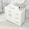thumbnail image 1 of 36" Bathroom Vanity with Ceramic Sink, Solid Wood Bathroom Vanity Cabinet with 2 Doors and 3 Drawers, Freestanding Vanity Cabinet with Metal Handle, White, 1 of 9