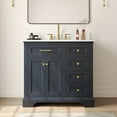 thumbnail image 1 of 36" Bathroom Vanity Ceramic Sink Top with Backsplash, Pre-assembled Bathroom Cabinet Navy Blue, 1 of 15