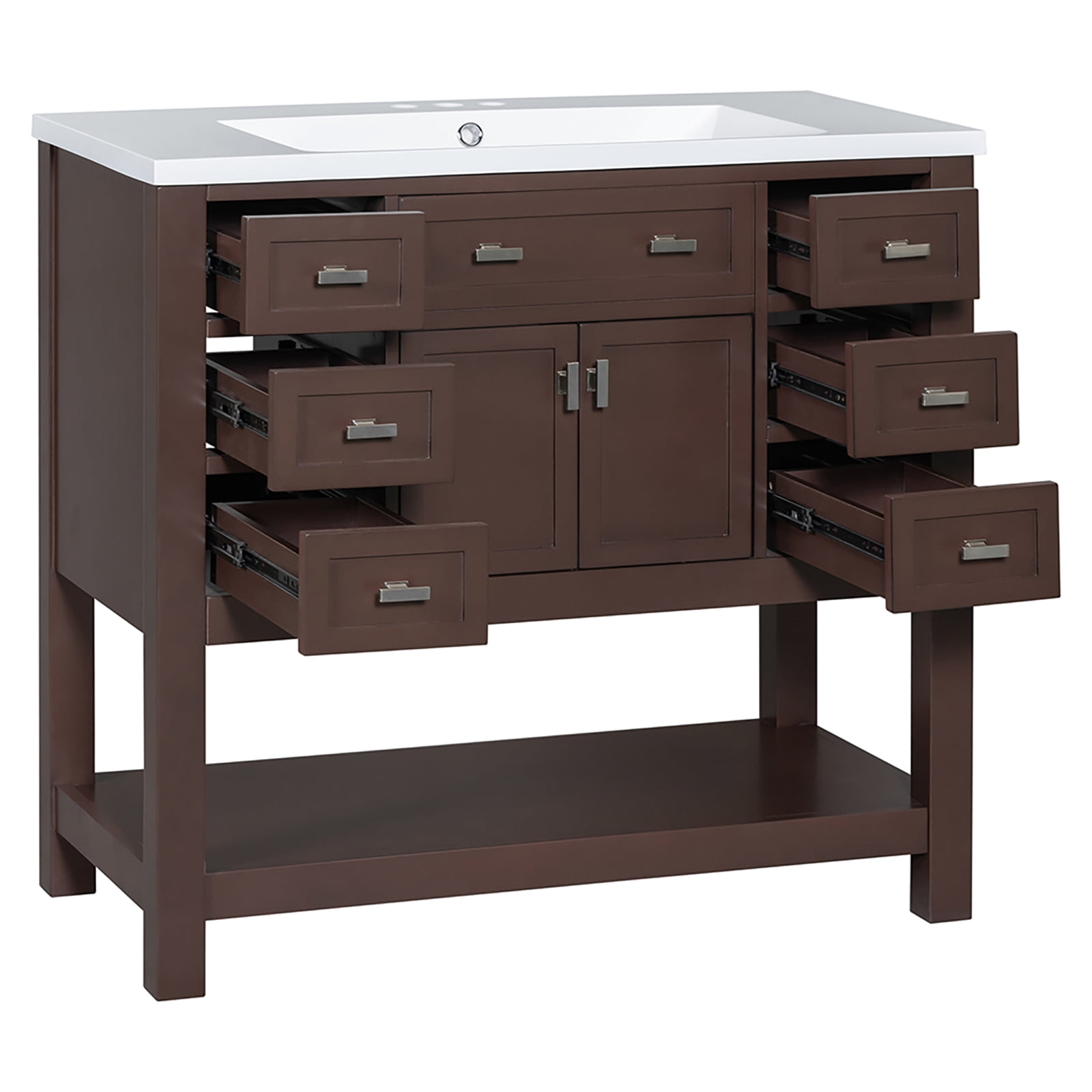 36" Bathroom Vanity, Modern Bathroom Vanity Storage Cabinet With 2 Soft ...
