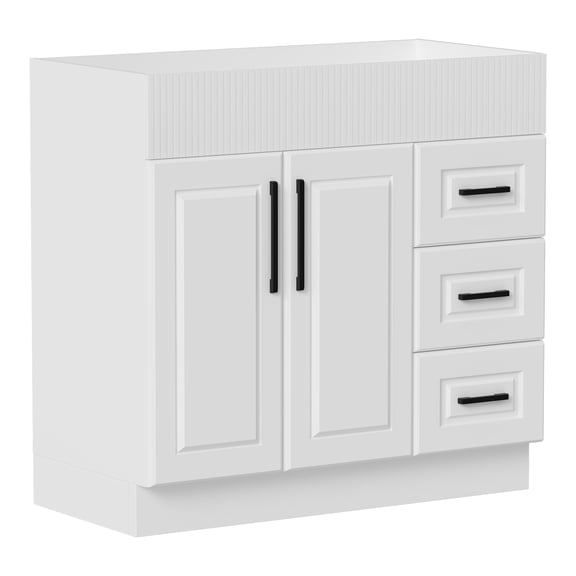DodreHome 36" Bathroom Vanity Only, FreeStanding Bathroom Cabinet without Sink, Bath Storage Vanity with 2 Soft-Closing Doors & 3 Drawers, White