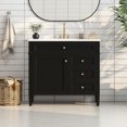 thumbnail image 1 of 36" Bathroom Vanity with Resin Sink Combo, Modern Freestanding Bathroom Sink Cabinet with 3 Drawers & Soft-Close Door & Adjustable Shelf for Laundry & Kitchen, Black, 1 of 8