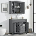 thumbnail image 1 of 36" Bathroom Vanity Set with Resin Sink and Wall Mounted Mirror Cabinet, Modern Freestanding Single Cabinet Combo with Storage Shelves & 2 Drawers & 2 Soft Closing Doors, Vintage Handles, Gray, 1 of 7