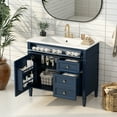 thumbnail image 1 of 36" Bathroom Vanity Sink, Ceramic Vanity Cabinet with Ceramic Sink and Tip-out Drawers, Freestanding Bathroom Vanity Cabinet Sink Base Vanities for Bathroom Home Improvement, Blue, 1 of 7