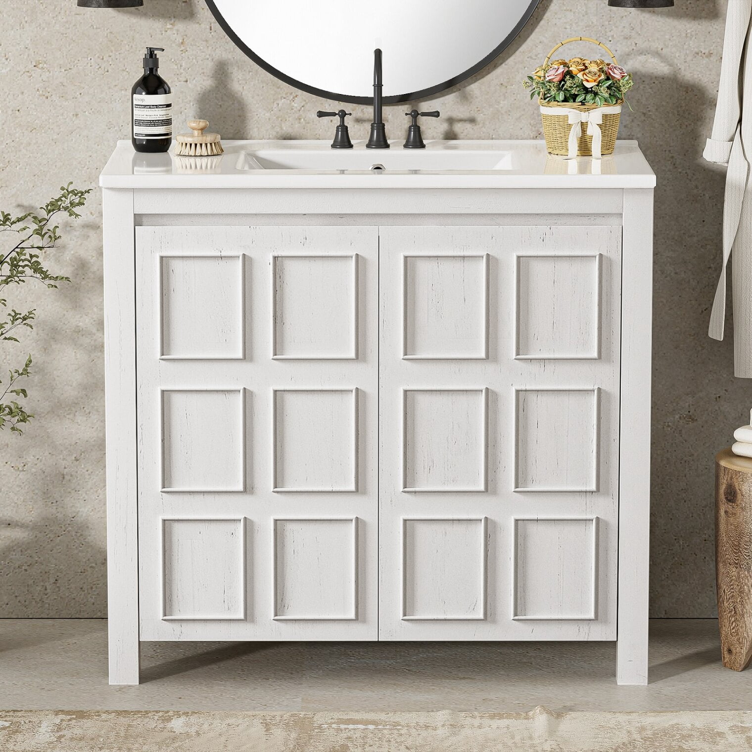 36" Bathroom Vanity with Sink Combo, Vintage Bathroom Storage Cabinet ...