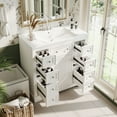 thumbnail image 1 of 36" Bathroom Vanity with Sink, Modern Bathroom Cabinet with Door, 6 Drawers, 1 Open Shelf and Adjustable Shelf, Solid Wood & MDF Bathroom Vanity Cabinet Ceramic Vessel Sink Combo, White, 1 of 9