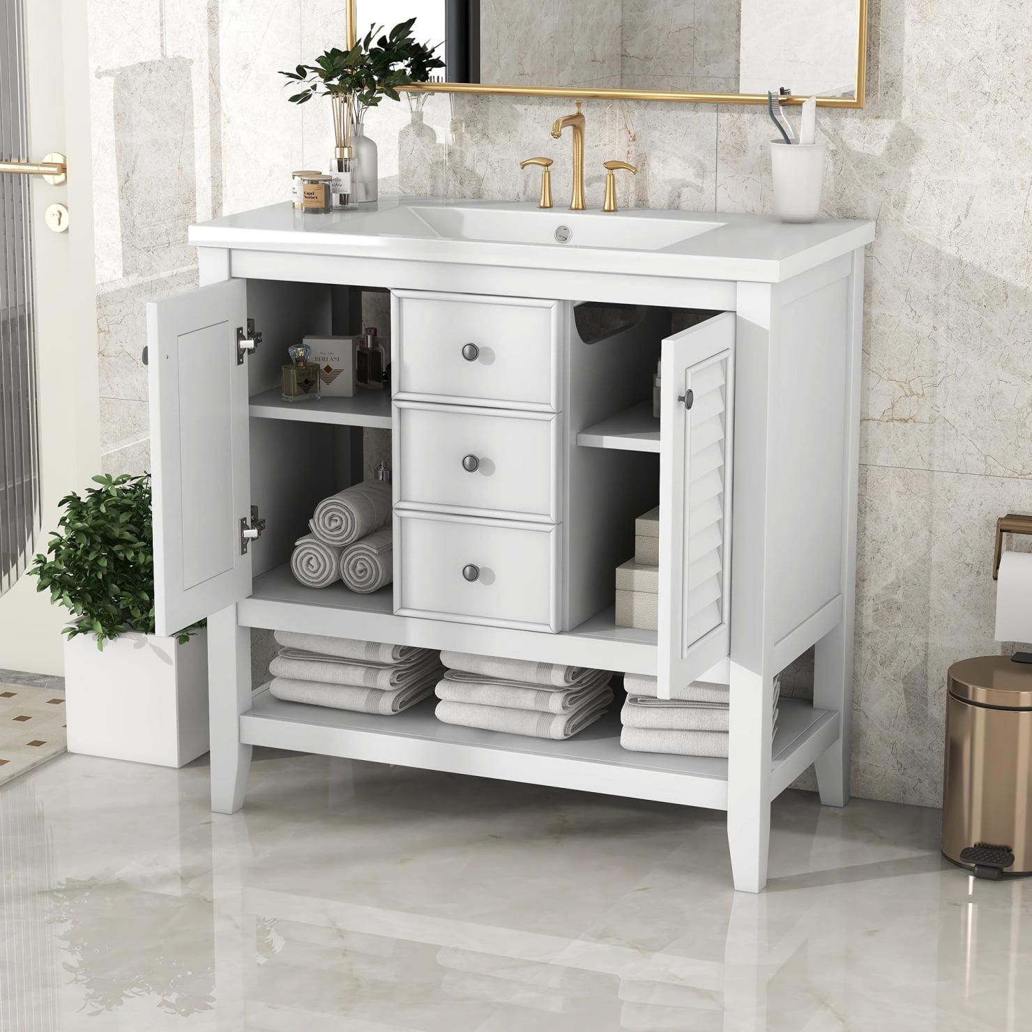 36" Bathroom Vanity with Sink, Modern Undermount Bathroom Sink