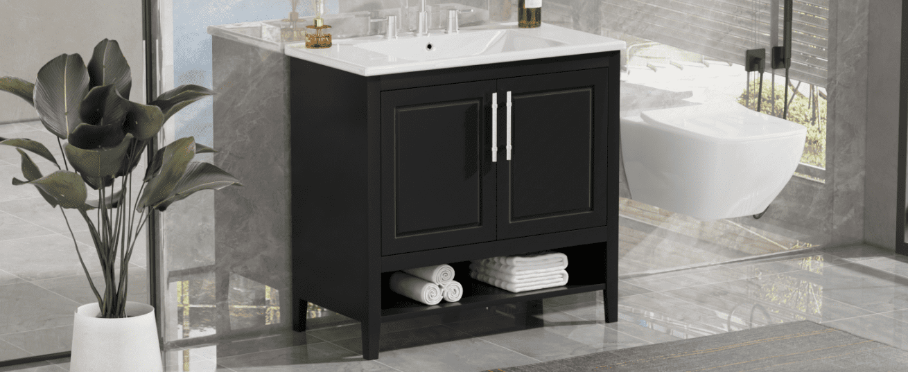 36" Bathroom Vanity with Sink, Multi-Storage Cabinet with Doors ...