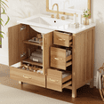 thumbnail image 1 of 36" Bathroom Vanity with Sink, Solid Wood Frame & Soft Close Doors/Drawers, Adjustable Shelf Storage Cabinet for Small & Medium Bathrooms, Acacia Wood Finish, 1 of 11