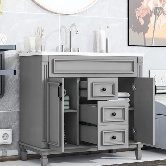 36'' Bathroom Vanity | Textured Handle Design | Bathroom Aesthetics