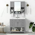 thumbnail image 1 of 36'' Bathroom Vanity with Top Sink, Modern Mirror Cabinet with Towels Bar, Bathroom Storage Cabinet with 2 Soft Closing Doors and 6 Drawers, Single Sink Bathroom Vanity, Grey, 1 of 9