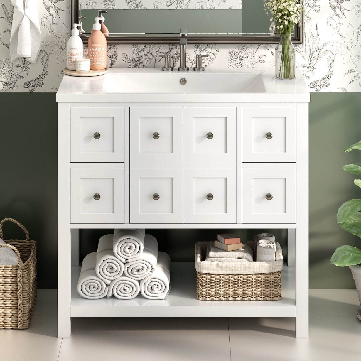 36'' Bathroom Vanity with Undermount Sink, Freestanding Vanity Set with ...