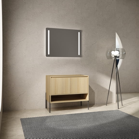 36" Bathroom Vanity With 2 Soft-close Doors - Engineered Wood Modern Style Oak Ample Storage Compartment Cabinet Structure Option