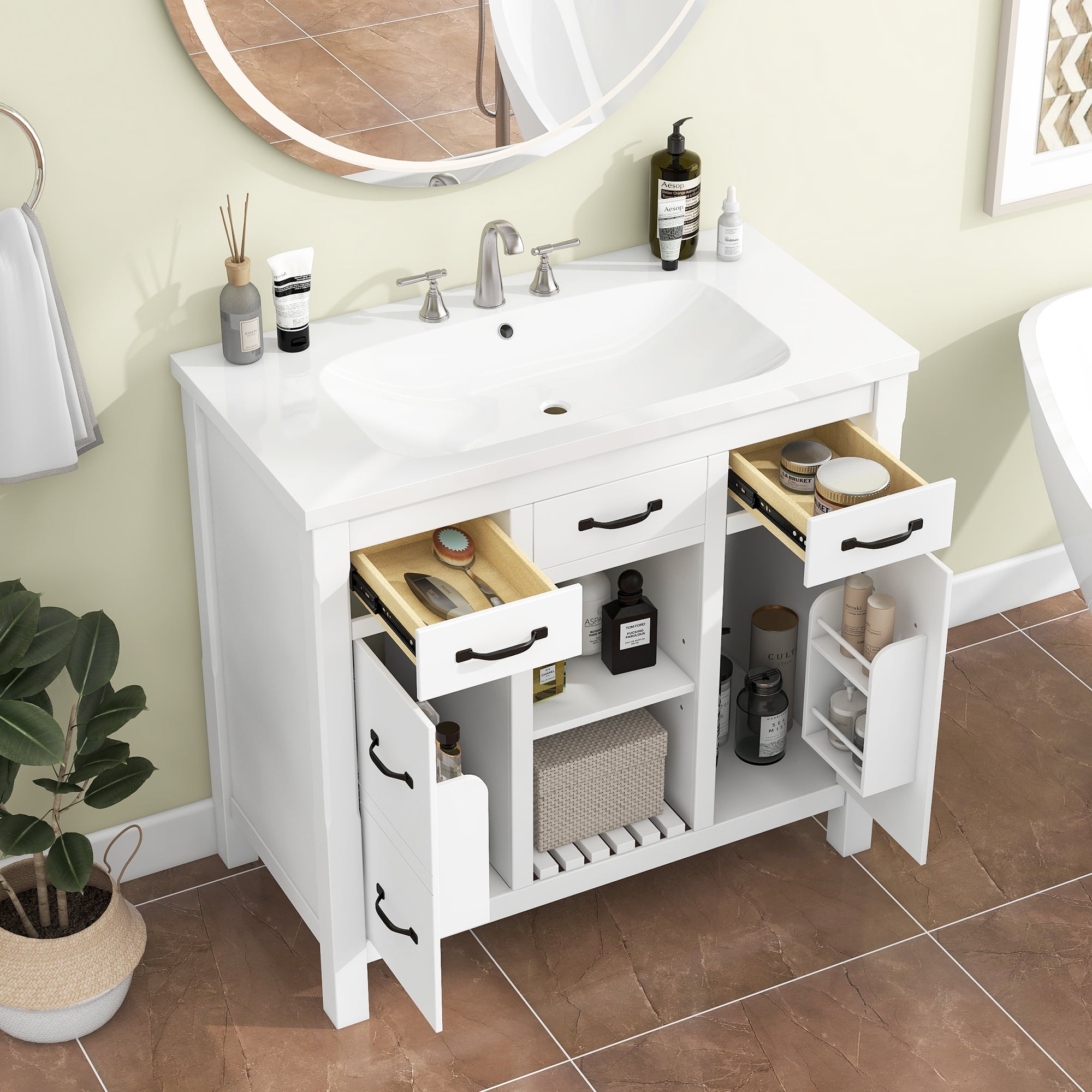 36''Bathroom Vanity With Undermount Sink,Modern Bathroom Storage ...