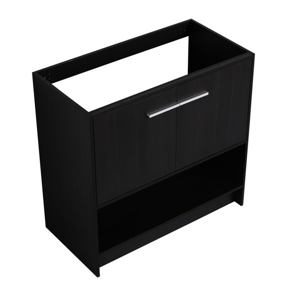 36" Bathroom Vanity with 2 Doors Freestanding Plywood Dark Oak Style for Convenient Bathroom Use