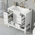 thumbnail image 1 of 36" Bathroom Vanity with Ceramic Sink, Solid Wood Freestanding Storage Vanity with Cabinet, Storage Shelf and 6 Drawers for Modern Bathroom, White, 1 of 9